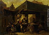 Johan Mari Ten Kate At the Butchers Market painting